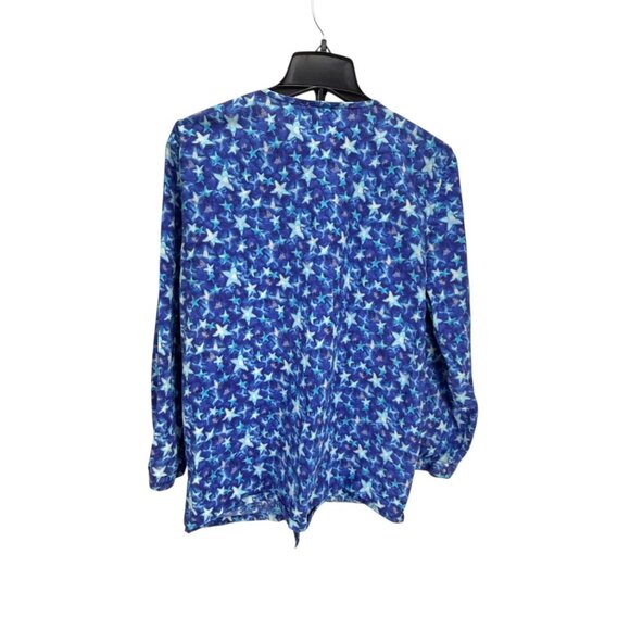 Cherokee Blue Star Long Sleeve Shirt Size M Button Up Pockets Casual - Picture 4 of 12